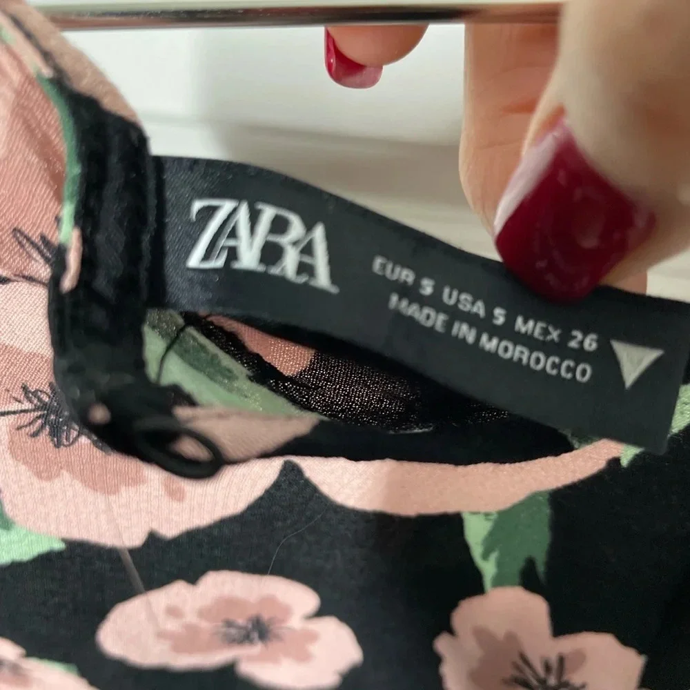 Zara Floral Long Sleeves Bias Cut Dress size S - Picture 7 of 9